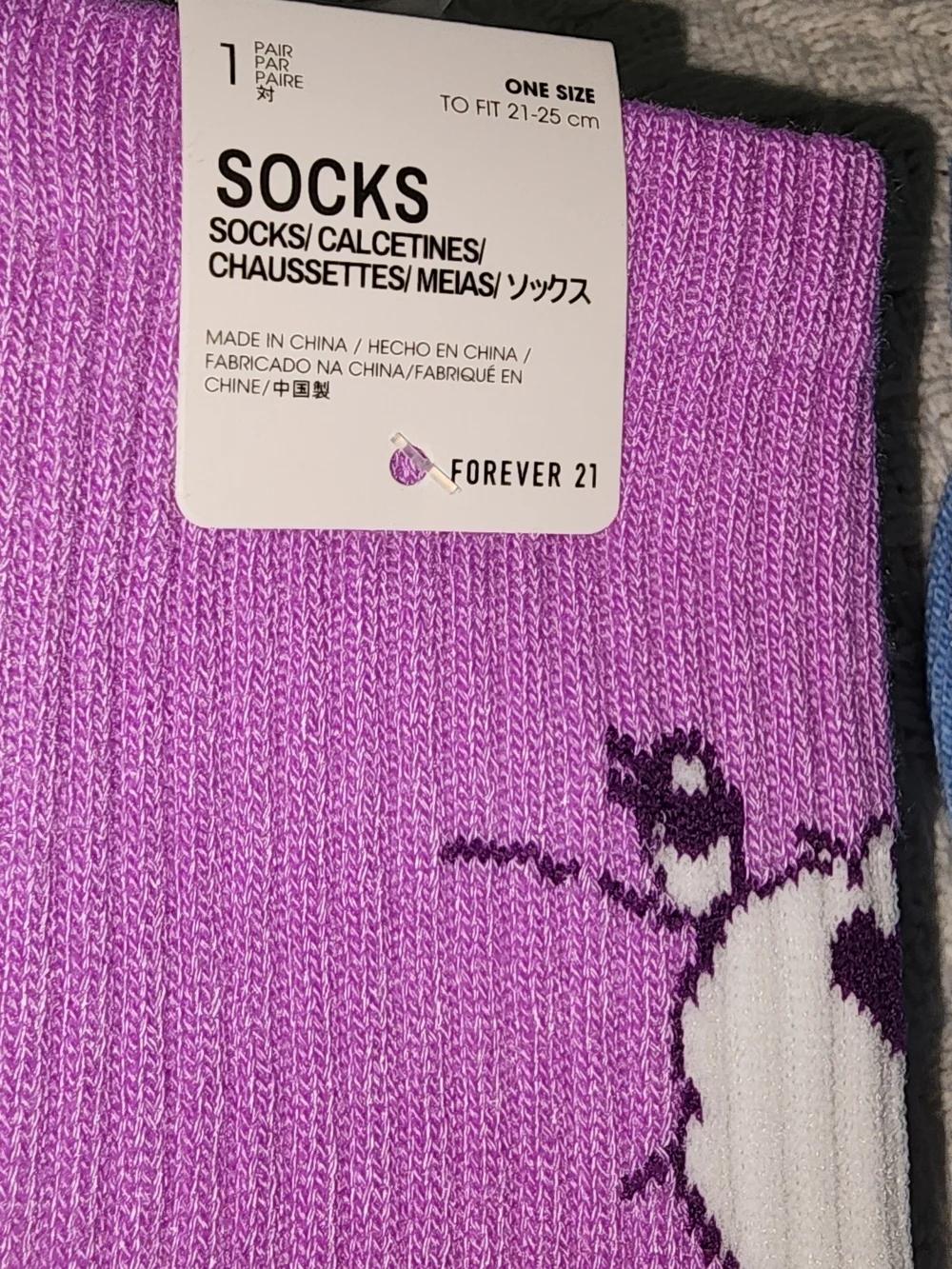 TForever 21 Purple & Yellow Cartoon Crew Socks NWT